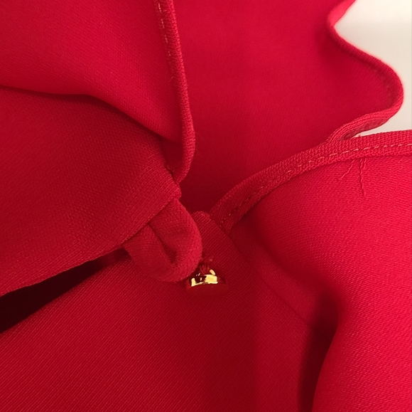 Amanda Uprichard Red Ruffle Sleeve Bouse size Small - Picture 9 of 11